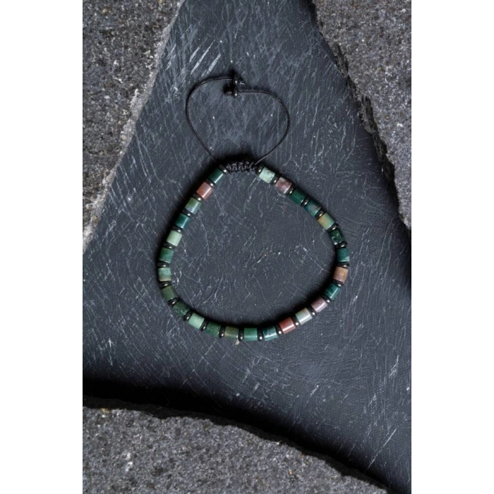 Sertifikalı Mint Akik Doğal Taş Makrome Bileklik (SK:207)