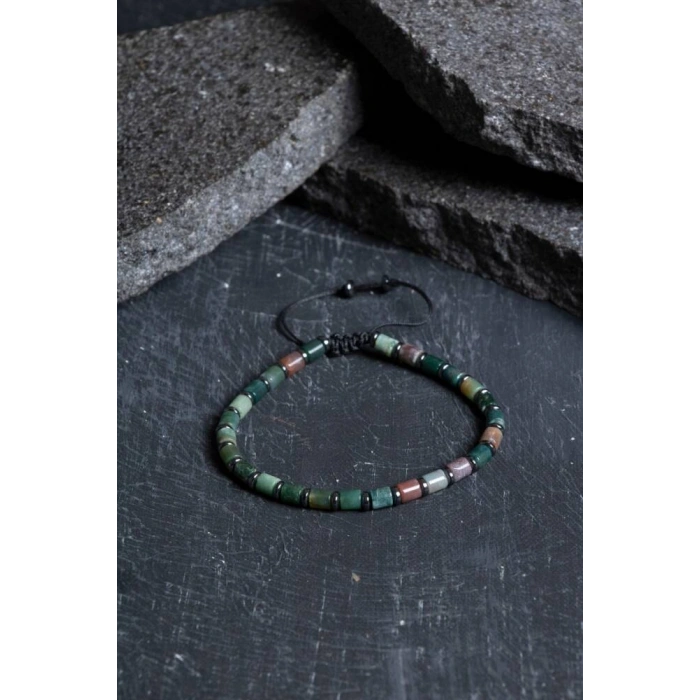 Sertifikalı Mint Akik Doğal Taş Makrome Bileklik (SK:207)