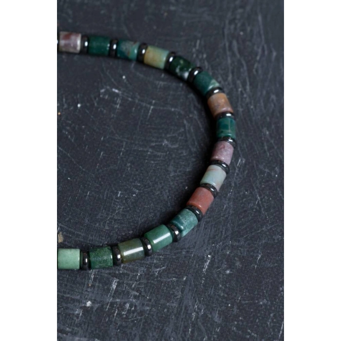 Sertifikalı Mint Akik Doğal Taş Makrome Bileklik (SK:207)