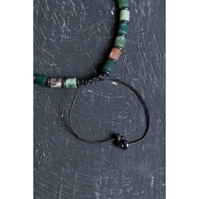 Sertifikalı Mint Akik Doğal Taş Makrome Bileklik (SK:207)