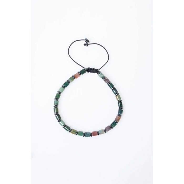 Sertifikalı Mint Akik Doğal Taş Makrome Bileklik (SK:207)