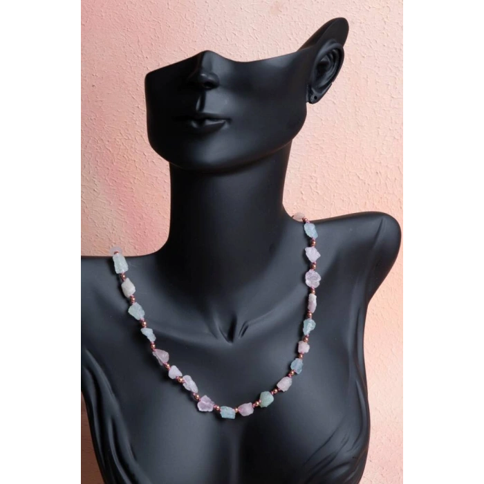 Sertifikalı Morganit Doğal Taş Makrome Kolye (SK:092)