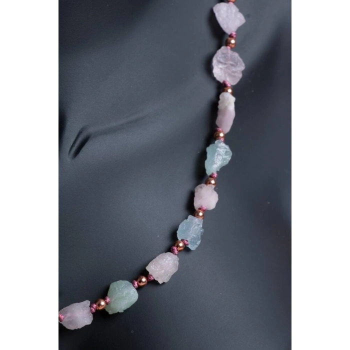 Sertifikalı Morganit Doğal Taş Makrome Kolye (SK:092)