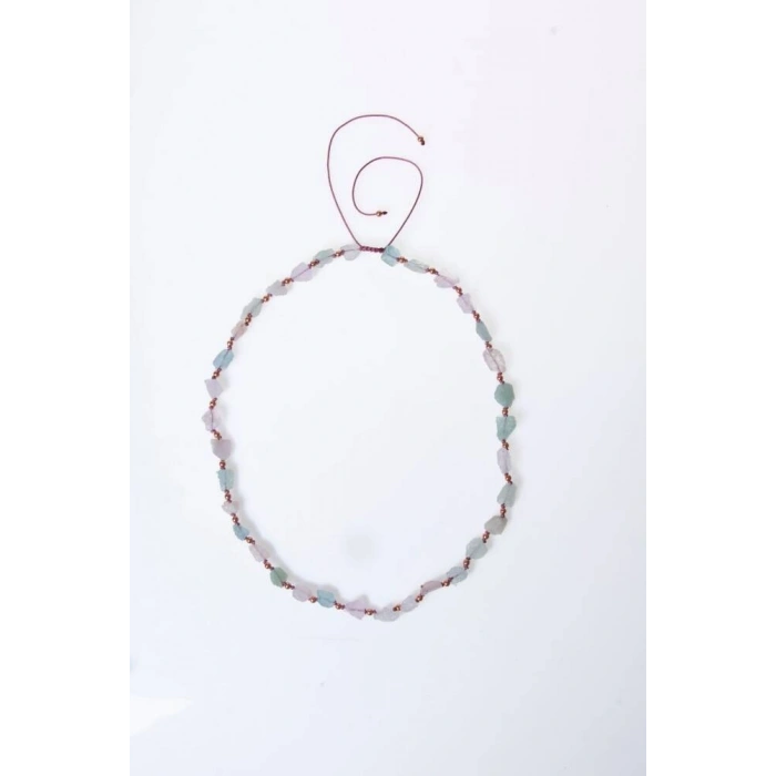 Sertifikalı Morganit Doğal Taş Makrome Kolye (SK:092)