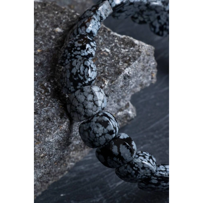 Sertifikalı Obsidyen Geniş Kesim Doğal Taş Bileklik