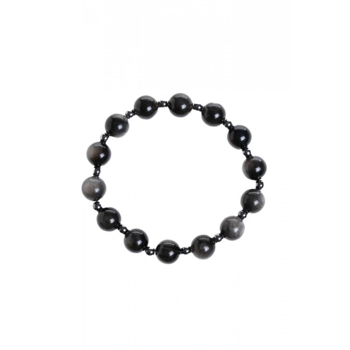 Sertifikalı Obsidyen, Hematit Doğal Taş Bileklik