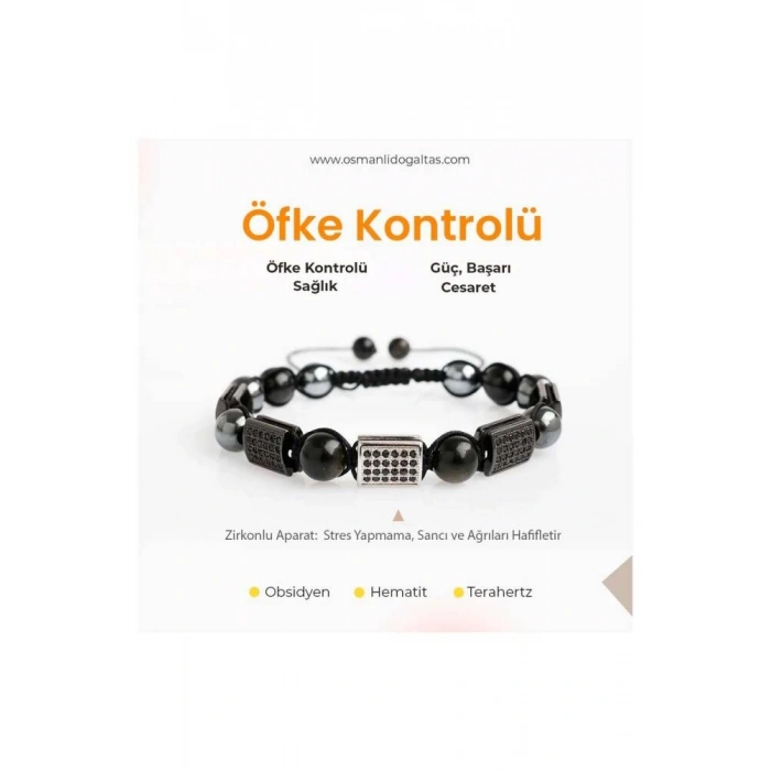 Sertifikalı Öfke Kontrolü Bilekliği-Doğal Taş Makrome Bileklik (SK:344)