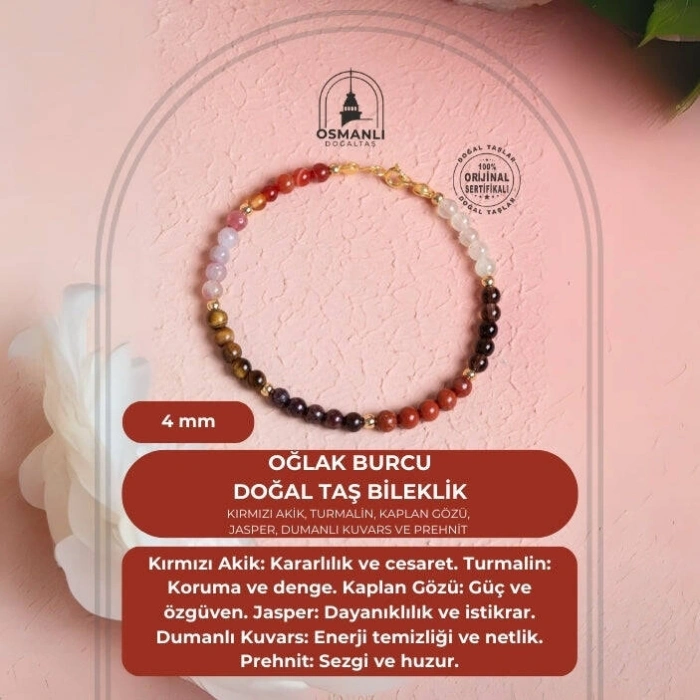 Sertifikalı Oğlak Burcu Doğal Taş Bileklik