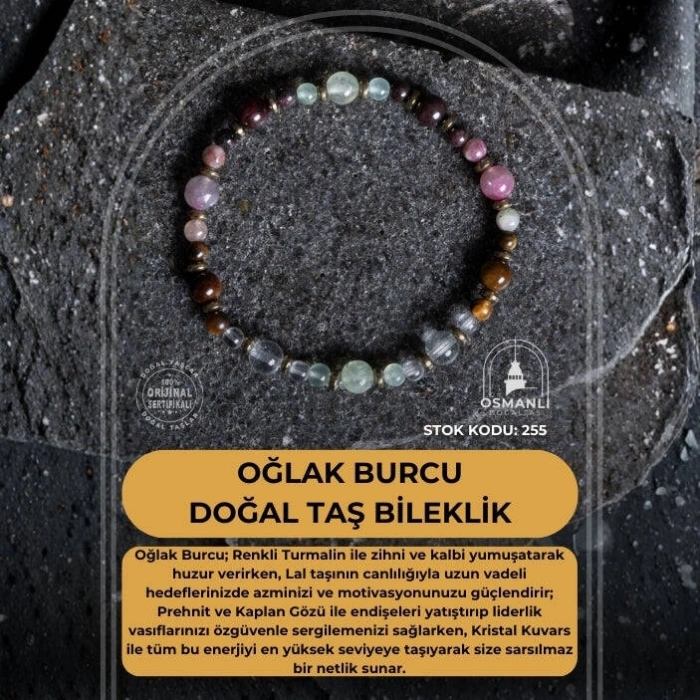 Sertifikalı Oğlak Burcu Doğal Taş Bileklik (SK:255)
