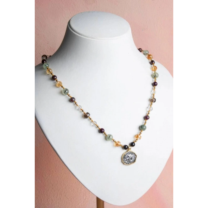 Sertifikalı Oğlak Burcu Doğal Taş Makrome Kolye