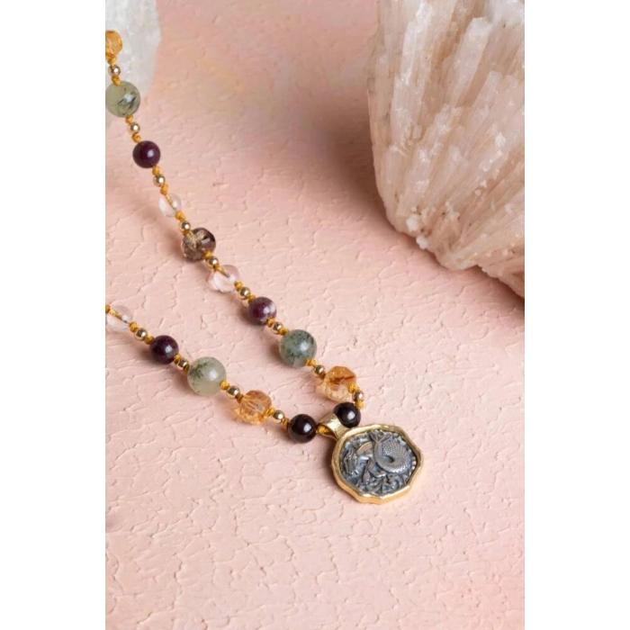 Sertifikalı Oğlak Burcu Doğal Taş Makrome Kolye