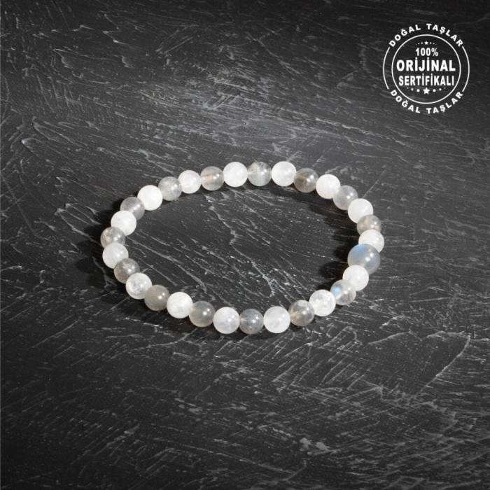 Sertifikalı Orijinal Ay Taşı Labrodorit Doğal Taş Bileklik