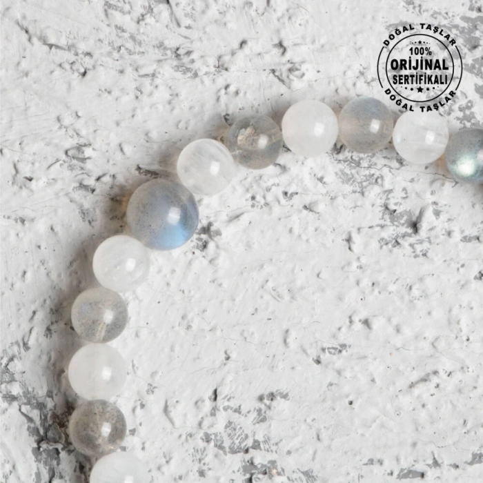 Sertifikalı Orijinal Ay Taşı Labrodorit Doğal Taş Bileklik