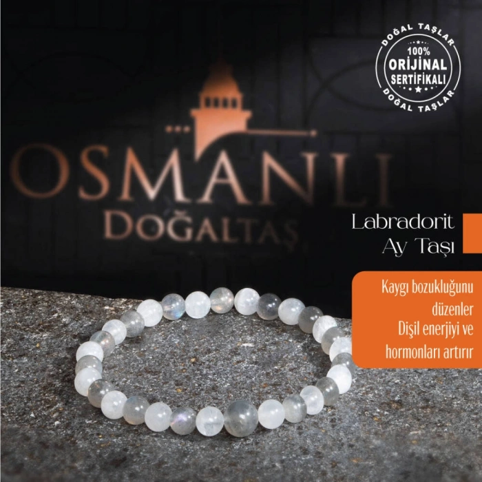 Sertifikalı Orijinal Ay Taşı Labrodorit Doğal Taş Bileklik