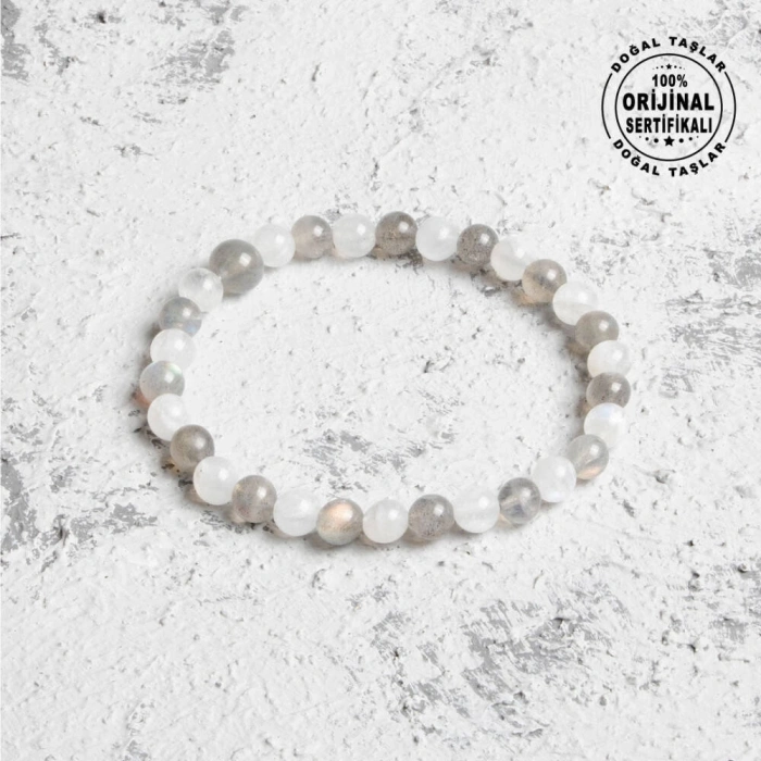 Sertifikalı Orijinal Ay Taşı Labrodorit Doğal Taş Bileklik