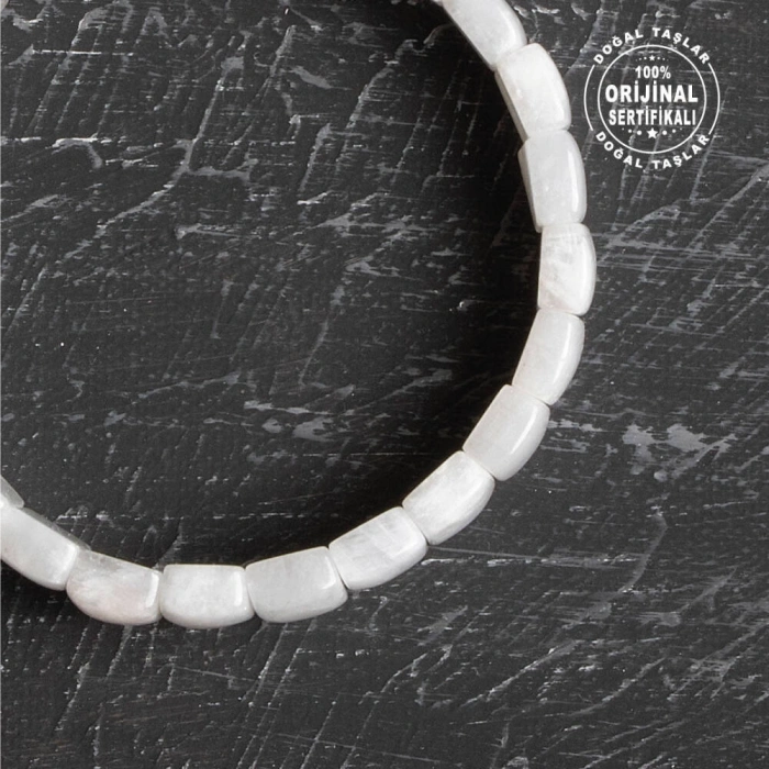 Sertifikalı Orijinal Geniş Kesim Ay Taşı Doğal Taş Bileklik