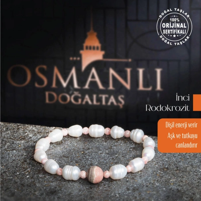 Sertifikalı Orijinal İnci Rodokrozit Doğal Taş Bileklik-Dişil Enerji