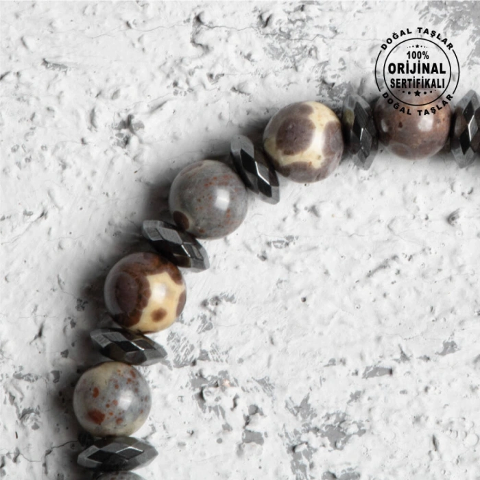 Sertifikalı Orijinal Jasper Hematit Doğal Taş Bileklik