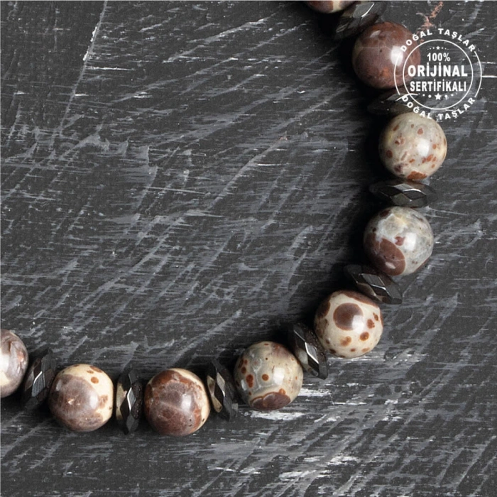 Sertifikalı Orijinal Jasper Hematit Doğal Taş Bileklik