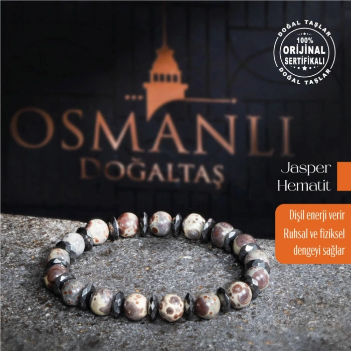 Sertifikalı Orijinal Jasper Hematit Doğal Taş Bileklik