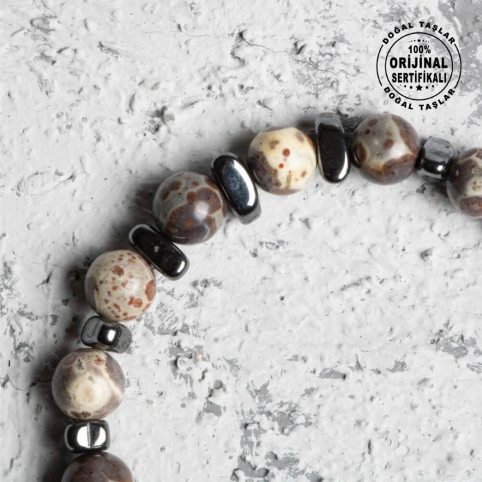 Sertifikalı Orijinal Jasper Hematit Doğal Taş Bileklik 8Mm