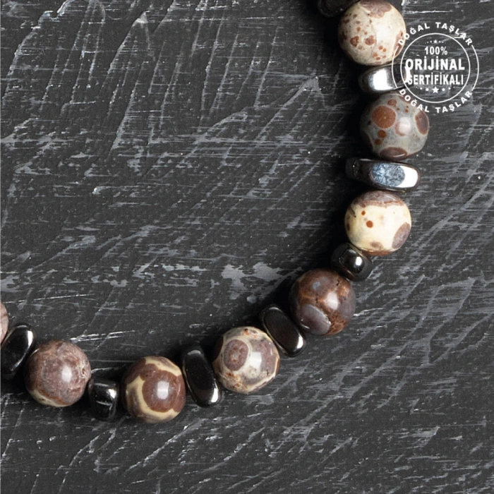 Sertifikalı Orijinal Jasper Hematit Doğal Taş Bileklik 8Mm