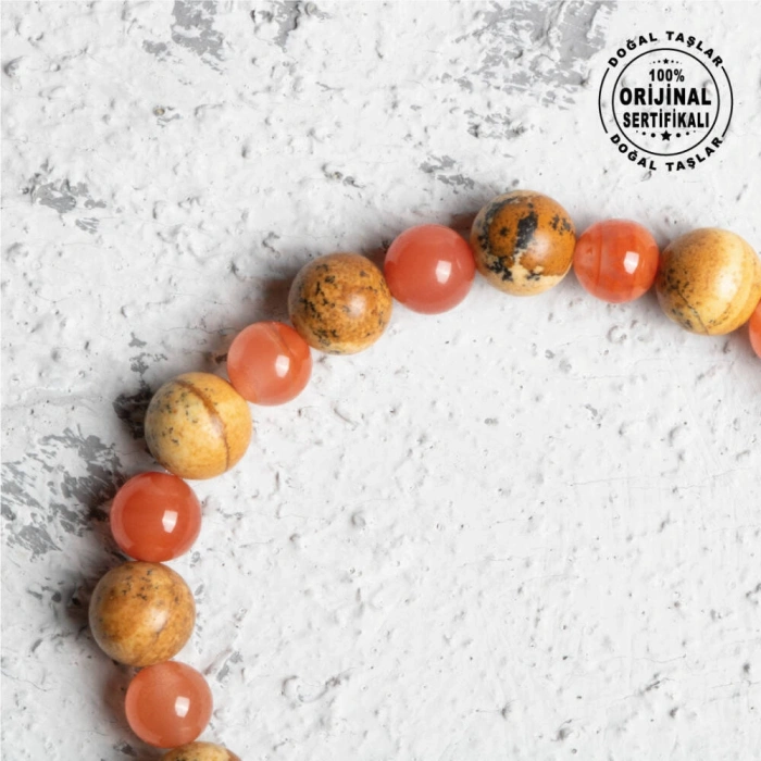 Sertifikalı Orijinal Jasper Yemen Akiği Doğal Taş Bileklik- Kaygı Bozukluğu