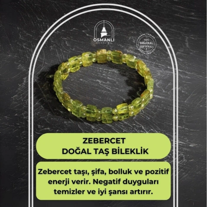 Sertifikalı Orijinal Zebercet Geniş Kesim Doğal Taş Bileklik