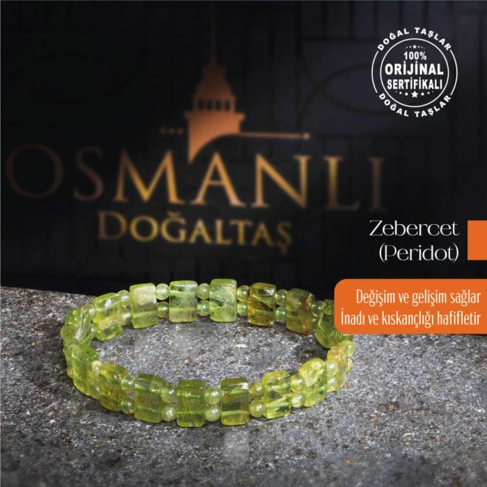 Sertifikalı Orijinal Zebercet Geniş Kesim Doğal Taş Bileklik