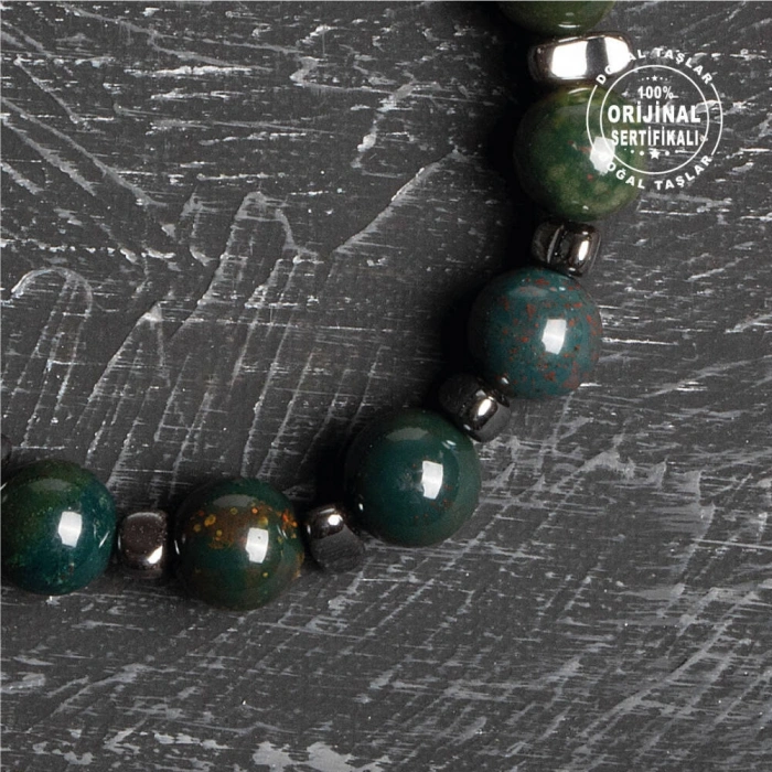 Sertifikalı Osmanlı Jasper ve Hematit Doğal Taş Bileklik Modeli