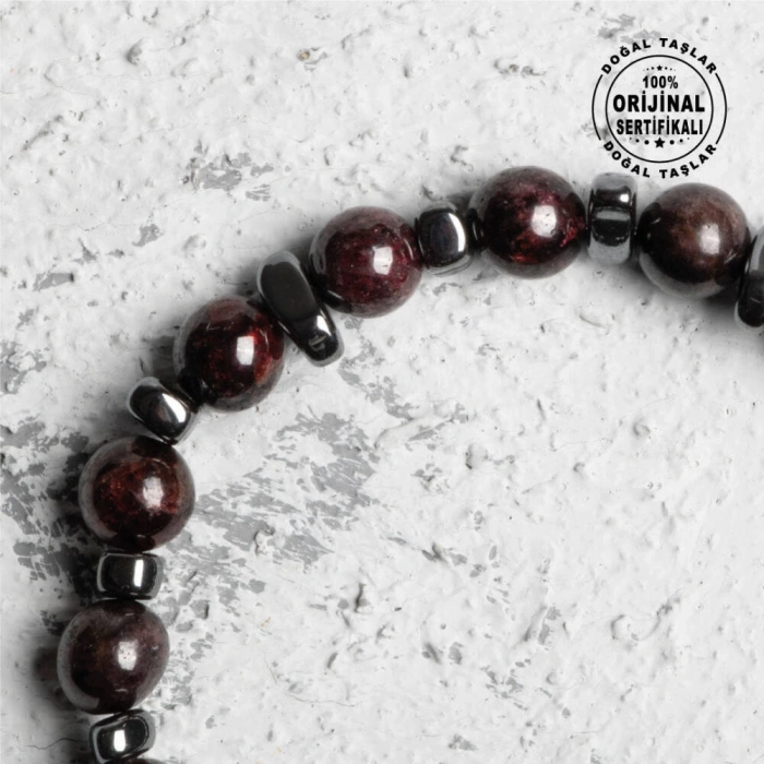 Sertifikalı Osmanlı Lal ve Hematit Taş Bileklik – Zarif Enerji