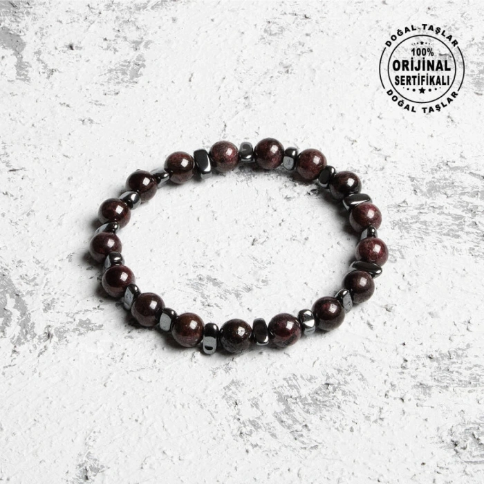 Sertifikalı Osmanlı Lal ve Hematit Taş Bileklik – Zarif Enerji