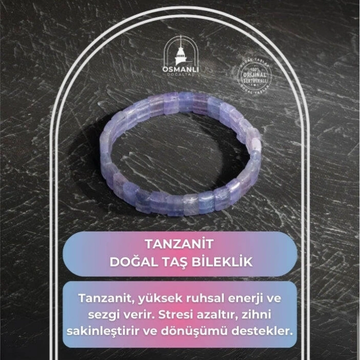 Sertifikalı Osmanlı Tanzanit Taş Bileklik – Geniş Kesim Doğal Enerji