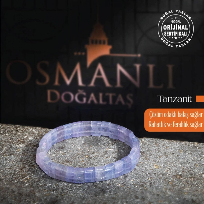 Sertifikalı Osmanlı Tanzanit Taş Bileklik – Geniş Kesim Doğal Enerji