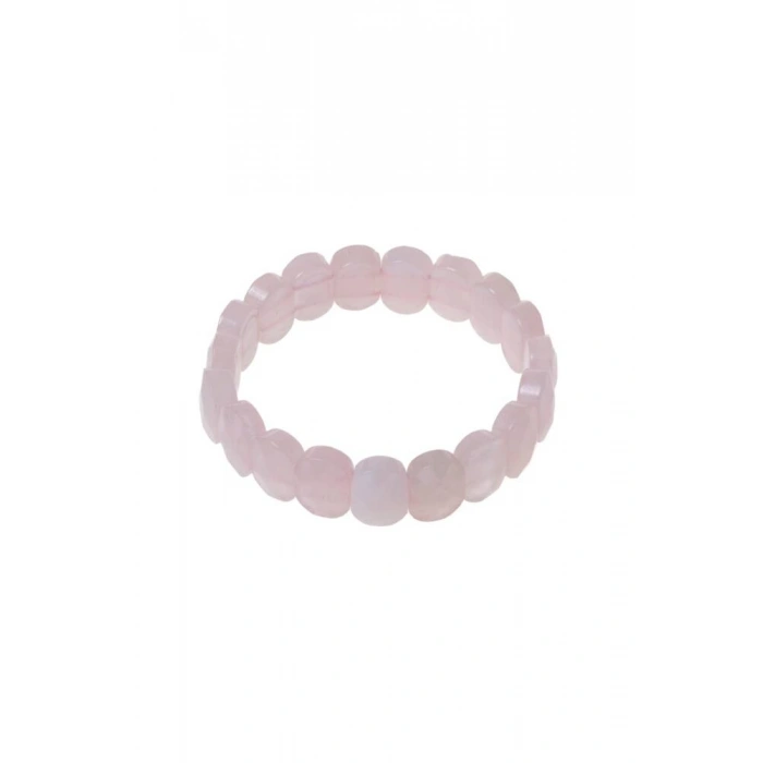 Sertifikalı Pembe Kuvars Geniş Kesim Doğal Taş Bileklik