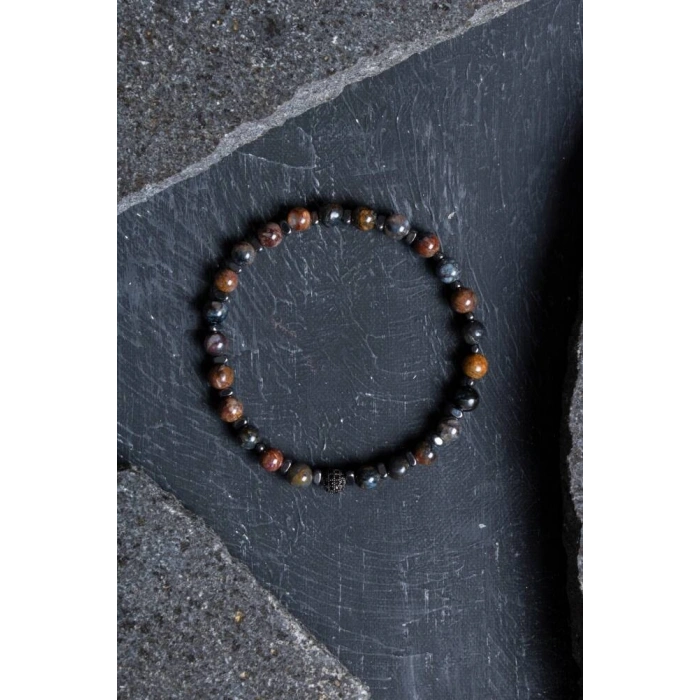 Sertifikalı Pitersit Zirkon Aparatlı Doğal Taş Bileklik-6 mm (SK:191)