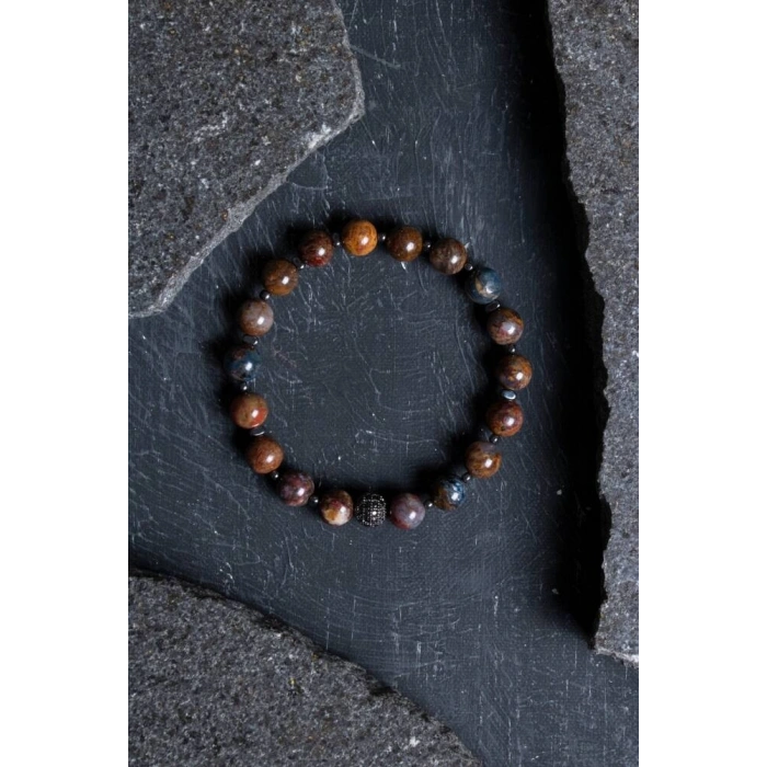 Sertifikalı Pitersit Zirkon Aparatlı Doğal Taş Bileklik (SK:190)