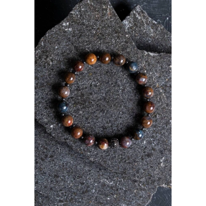 Sertifikalı Pitersit Zirkon Aparatlı Doğal Taş Bileklik (SK:190)