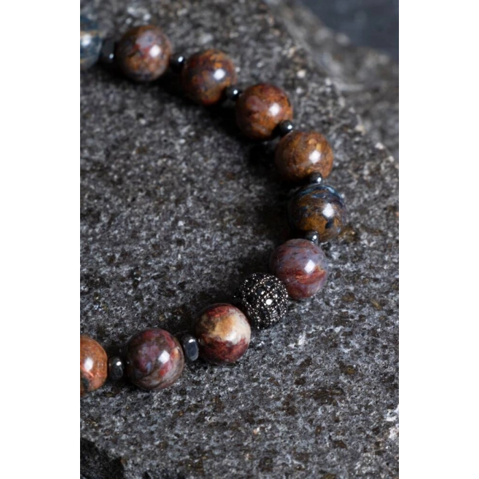 Sertifikalı Pitersit Zirkon Aparatlı Doğal Taş Bileklik (SK:190)