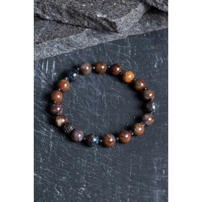 Sertifikalı Pitersit Zirkon Aparatlı Doğal Taş Bileklik (SK:190)