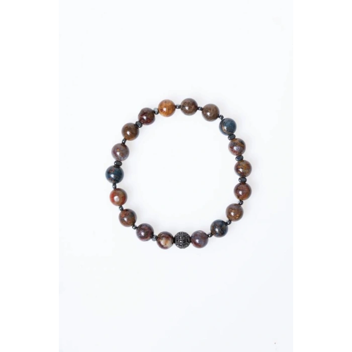 Sertifikalı Pitersit Zirkon Aparatlı Doğal Taş Bileklik (SK:190)