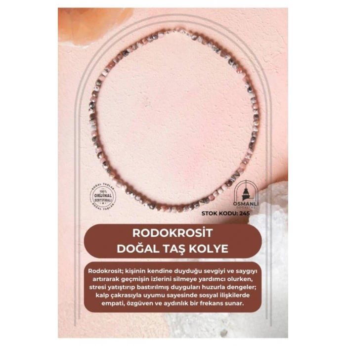 Sertifikalı Rodokrosit Doğal Taş Kolye (SK:245)