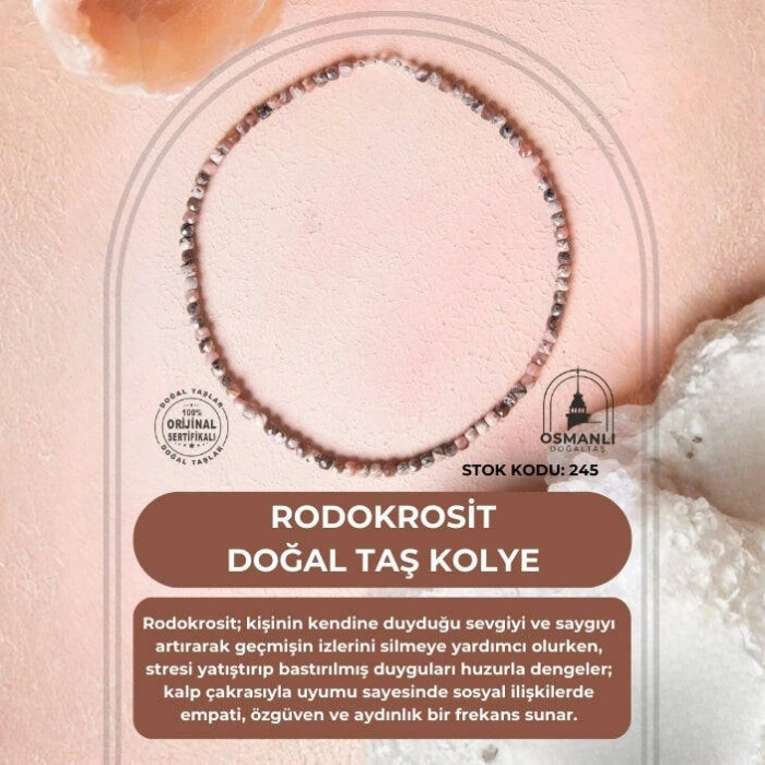 Sertifikalı Rodokrosit Doğal Taş Kolye (SK:245)