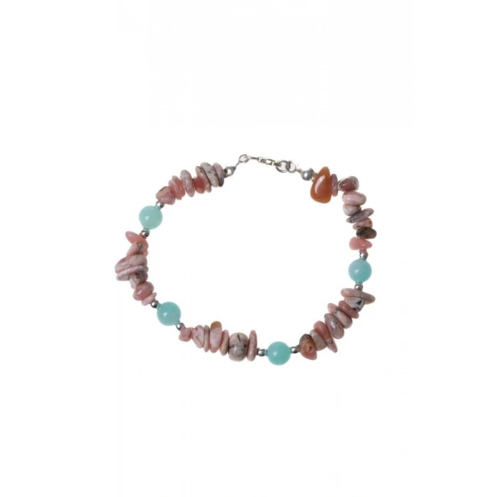 Sertifikalı Rodokrozit Amazonit Panik Atak, Öfke Kontrol Doğal Taş Bileklik