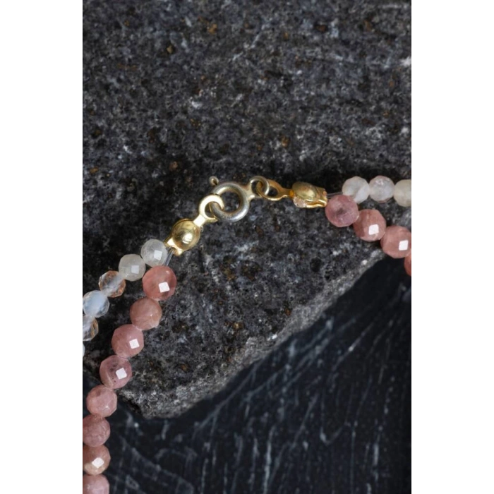 Sertifikalı Rodokrozit, Sitrin, Turkuaz Doğal Taş Bileklik