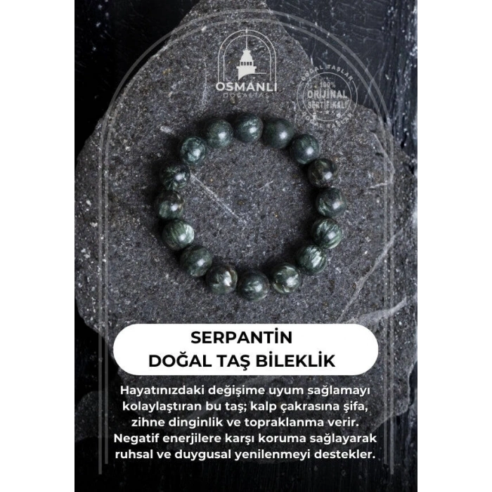 Sertifikalı Serpantin Doğal Taş Bileklik
