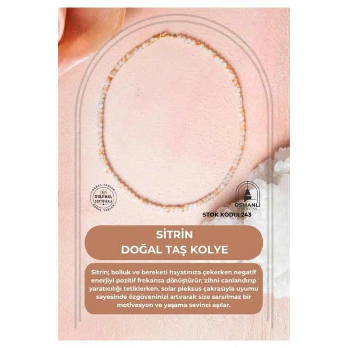 Sertifikalı Sitrin Doğal Taş Kolye (SK:243)