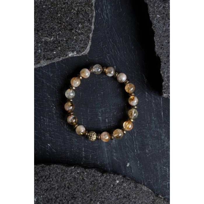 Sertifikalı Sitrin, Hematit Zirkon Aparatlı Doğal Taş Bileklik (SK:180)