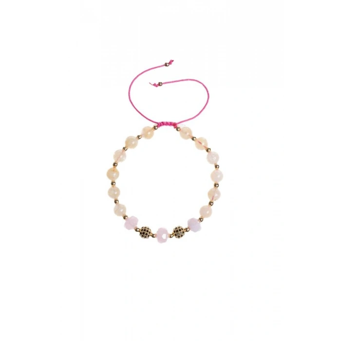 Sertifikalı Sitrin, Pembe Kuvars Zirkon Aparat Doğal Taş Bileklik