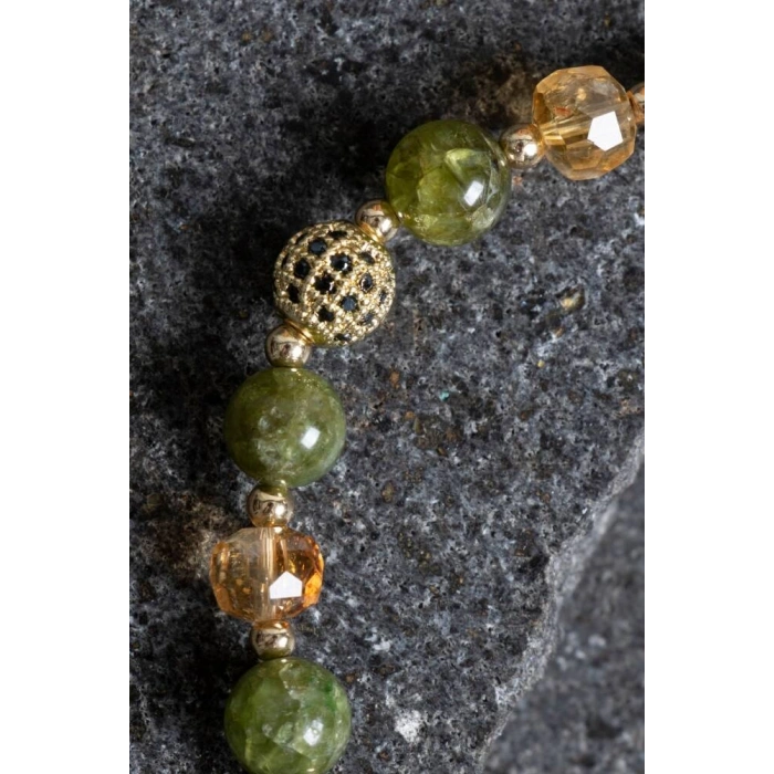 Sertifikalı Sitrin, Zebercet, Hematit Zirkon Aparat Doğal Taş Bileklik